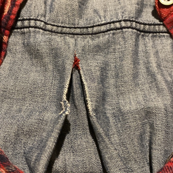 Free People Flannel Denim Button Down Shirt - Picture 10 of 10